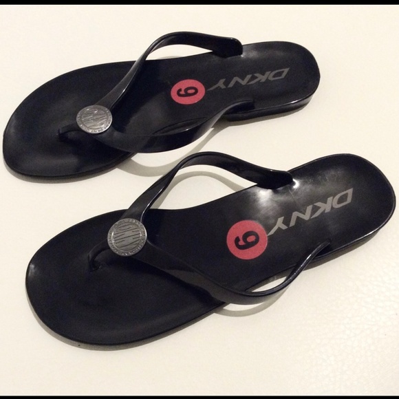 Dkny Shoes Dkny Black Jelly Flip Flops Coin Charm Sandals Poshmark